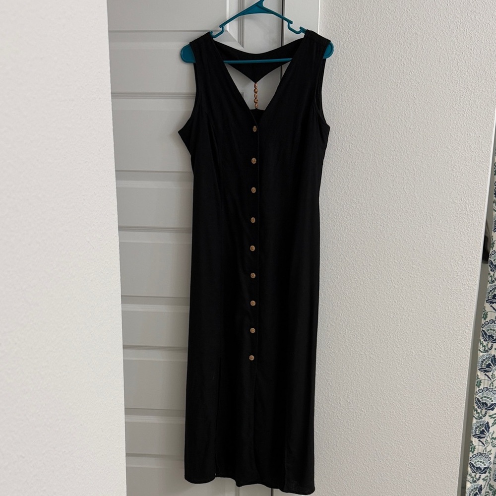 Erika Black Button-Down Maxi Dress